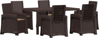vidaXL Conjunto De Comedor De Jard&iacute;n 7 Uds. Marr&oacute;n Y Topo Pp Vidaxl