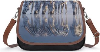 Generic Zebras Drinking Water Small Womens Crossbody Bags Shoulder Handbag with Adjustable Strap for Travel