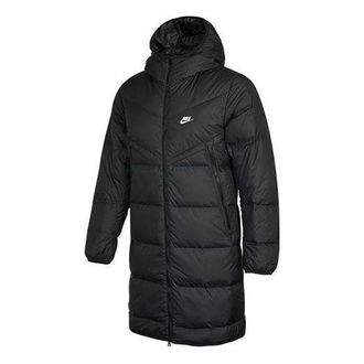 Nike Logo Mid-Length Sports Hooded Down Jacket Black DD6788-010