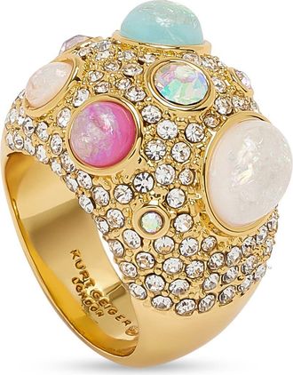 Kurt Geiger Domed Pav&eacute; Cocktail Ring in Gold Multi at Nordstrom, Size 7