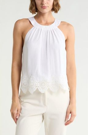 Ramy Brook Karis Halter Neck Lace Trim Tank in Ivory at Nordstrom Rack, Size X-Large