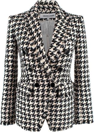 Veronica Beard Black and Ivory Houndstooth Tweed Blazer Size XXS