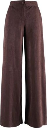 Nenette Wijde broek - Dames - Wijde Broeken - Bruin - M - Polyester - Broeken