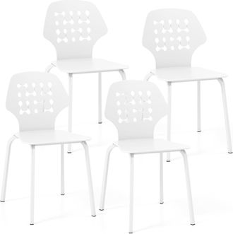 Costway Pack De 4 Sillas De Comedor, Silla De Cocina De Metal, Juego De 4 Sillas Modernas Con Respaldo Hueco Para Cocina, Comedor, Sal&oacute;n, Oficina, Dormitorio 