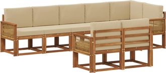 vidaXL Conjunto De Sof&aacute;s De Exterior 8 Uds. Natural Y Beige Poli&eacute;ster Vidaxl
