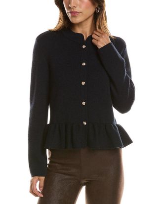 Bruno Magli Merino Wool Peplum Sweater Jacket