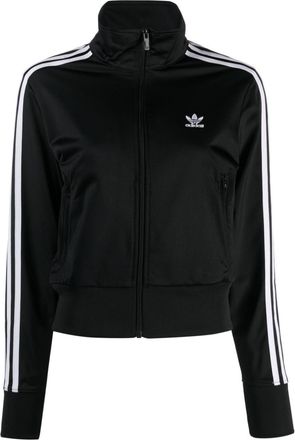 adidas trefoil-logo cropped zipped sweatshirt - women - Recycled Polyester - S - Black