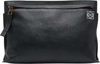 Loewe Black Leather Clutch Bag Pouch (Pre-Owned)