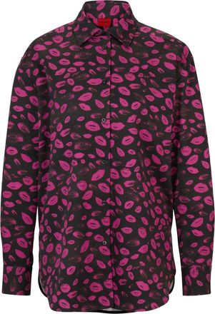 HUGO BOSS Hugo Dames/Dames Ontspannen Vriendinnenblouse (Zwart/Paars)