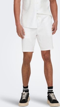 Only & Sons Shorts ONLY & SONS ONSLINUS 0007 COT LIN SHORTS NOOS, Herren, Gr. XXL, N-Gr, weiss (hellwei&szlig;), Web, Obermaterial: 75% Baumwolle, 25% Leinen, unifarben