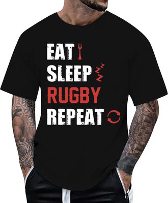 Generic Men Fashion Letter Graphic Print T-Shirt - Relaxed Fit Heavyweight Outdoor Sports T Shirt Lounge Crew Neck T-Shirt Tall Big Tee Simple Beach T Shirts 