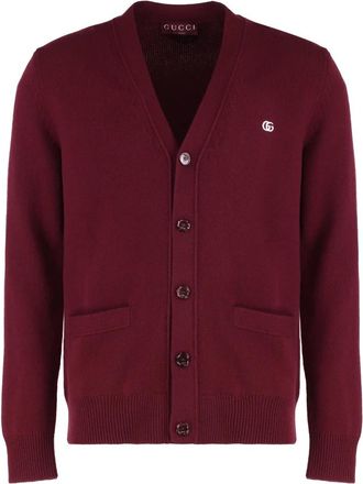 Gucci Cardigans, male, Red, Size: S Cashmere wool cardigan with embroidery