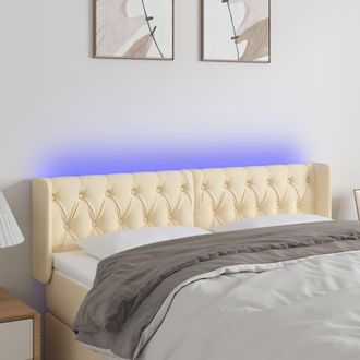 vidaXL Cabecero Con Led De Tela Crema 147x16x78/88 Cm Vidaxl