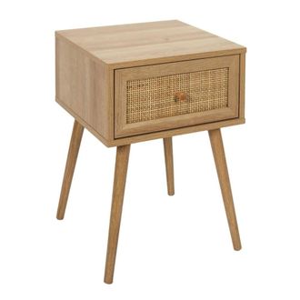 The Home Deco Factory Mesita de noche de madera 1 caj&oacute;n Bali