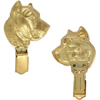 OEM Presa Canario, Perro De Las Islas Canarias - Broche Con Clip, Portan&uacute;mero De Salida Ba&ntilde;ado En Oro, Elegante Insignia Para Exposiciones Caninas De Art-