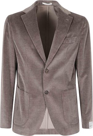 Eleventy Notched Collar Jacket With Corduroy Trim And Patch Pockets