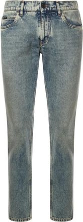 Dolce & Gabbana Blauwe Jeans met Verborgen Sluiting - Heren - Slim Fit Jeans - Blauw - 3XL - Katoen - Jeans