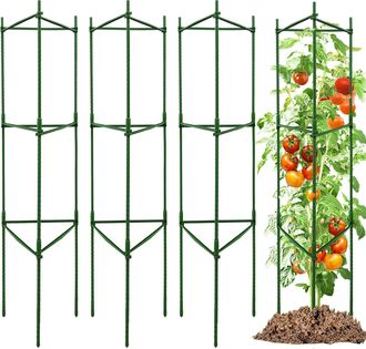 No Brand 4 Jaulas Ajustables Para Tomates - Soporte De Metal Resistente De 122 Cm (48 Pulgadas) Para Plantas - Enrejado Diy Para Jard&iacute;n Y Macetas - Altura Ajus