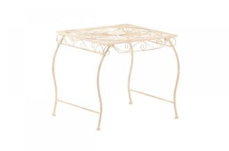 Clp Mesa de exterior para 4 personas en metal crema antiguo