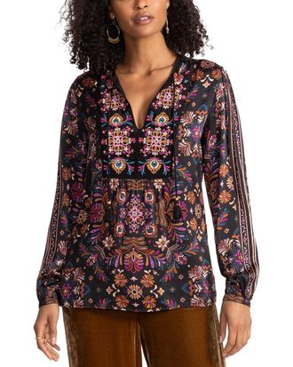 Johnny Was Brandi Silk-Blend Blouse