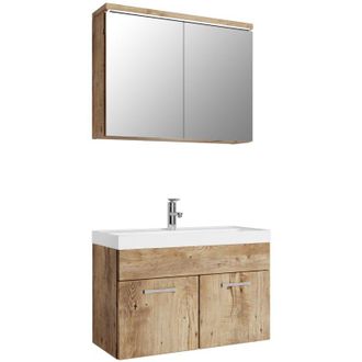 Badplaats Badplaats - Mobile da bagno Paso 02 80cm Rovere Castagno - armadio mobiletto lavabo
