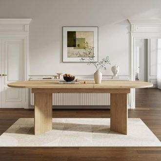 Matteo Modern Extendable Dining Table - Oak Effect, Rounded Corners in Light Oak