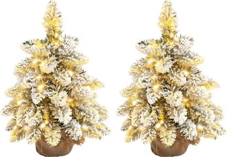 HOMCOM 2 Piece Mini Artificial Christmas Trees Flocked Tabletop Xmas Trees | TJ Hughes