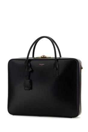 Saint Laurent Mens Black Leather Large Sac De Jour Handbag Nero Borse A Mano