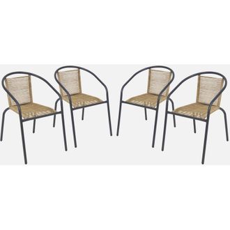 Sweeek Set 4 poltrone da giardino in resina naturale