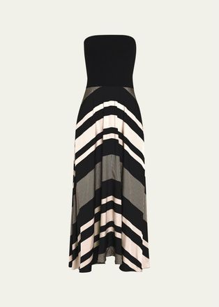 Ramy Brook Oakley Striped A-Line Midi Dress