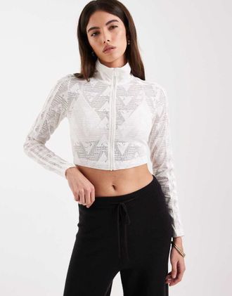 adidas Originals Firebird - Top sportivo classico in pizzo bianco nuvola