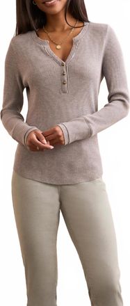 Tribal Henley Long Sleeve Top In Grey