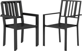 OUTSUNNY 4 PCs Stackable Outdoor Garden Chairs with Metal Slatted Design, Black