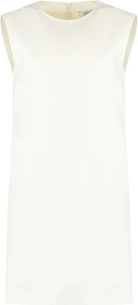 Max Mara Kleedjes, Dames, Beige, S, Wol, Wollen jurk met recht model