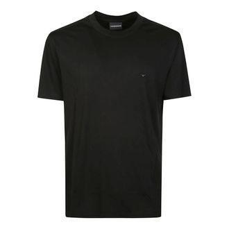 Emporio Armani T-Shirts, male, Black, Size: 2XL Logo Embroidered T-Shirt