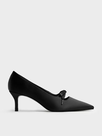 Charles & Keith Venetia Satin Bow Pointed Pumps