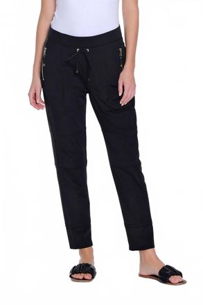 Multiples Stretch Knit Jogger Ankle Pant In Black