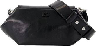 Ganni Bou Bag East/West Shine - Dames - Schoudertassen - Zwart - ONE Size - Leer - Tassen