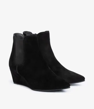 Pedro Garcia Black suede wedge boot with serrated sole | olie | Fall winter 26 |