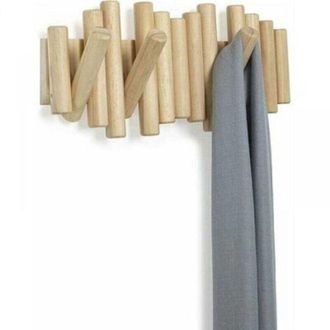 OEM Perchero De Pared De Madera, Gancho De Pared, 100% Madera Natural De Alta Calidad, 5 Ganchos Retr&aacute;ctiles, Dise&ntilde;o Innovador - 37,1 X 16,5 X 4,4 Cm