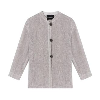 Emporio Armani Shirts, female, Gray, Size: 3XL Buttoned Jacket