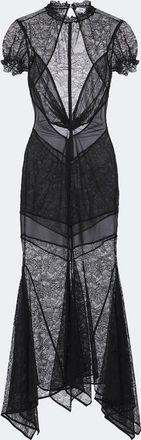 The Attico Semi-sheer asymmetric lace midi dress