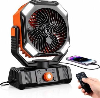 No Brand Ventilador Port&aacute;til Para Camping Con Dep&oacute;sito De Agua De 300 Ml, Bater&iacute;a Recargable, Iluminaci&oacute;n Led, Gancho Y Temporizador/mando A Distancia. Apto Pa