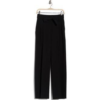 BOSS Tapiana Pleated Tie Waist Straight Leg Pants in Black at Nordstrom Rack, Size 12