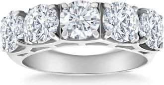 Pompeii3 3 3/4Ct 5-Stone Lab Grown Diamond Wedding Ring 14K White Gold Size Selectable