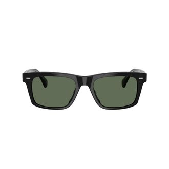 Oliver Peoples 0ov5596su Bold Rectangular Frame Sunglasses with Dark Green Lenses