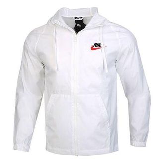 Nike Back Large Logo Woven Sports Hooded Jacket White CZ8677-100