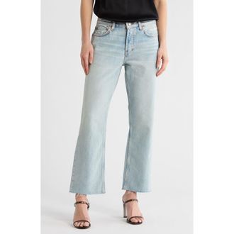 Re/Done Rhinestone Detail High Waist Crop Straight Leg Jeans in Diamond Tide at Nordstrom, Size 29