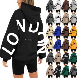 Generic HUIFUAO New York Hoodies for Women Oversized Sweatshirts for Women Plus Size Pullover Hoodie Women Long Sleeve Back Print Tops With Pocket (A02-Dark G