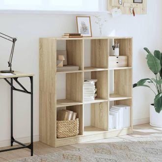 Berkfield Home Elegant Bookcase Sonoma Oak 102x32x108 cm Engineered Wood in Light Tan | Size: 102 x 32 x 108 cm